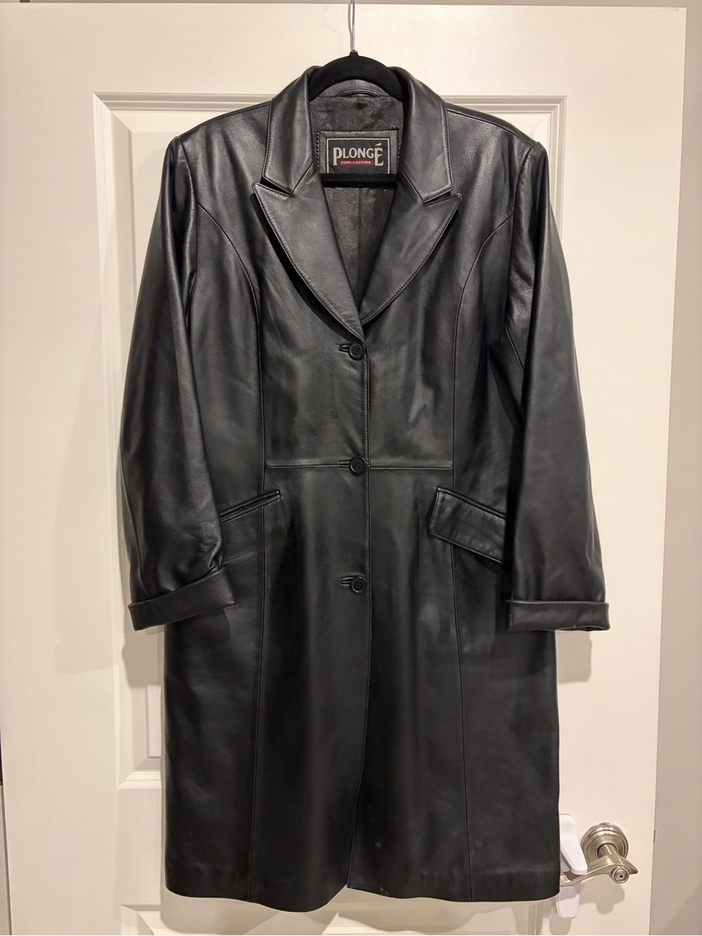 Women's Vintage Black Leather Coat
